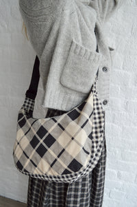 Baggu Medium Nylon Mixed Plaid Crescent Bag - The Mercantile London