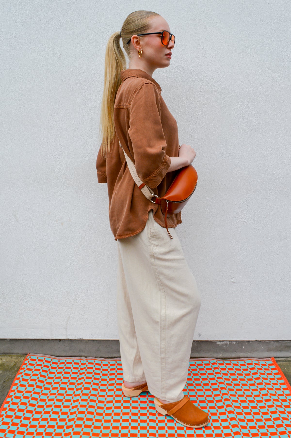 ICHI Linno Ecru Barrel Leg Trousers - The Mercantile London