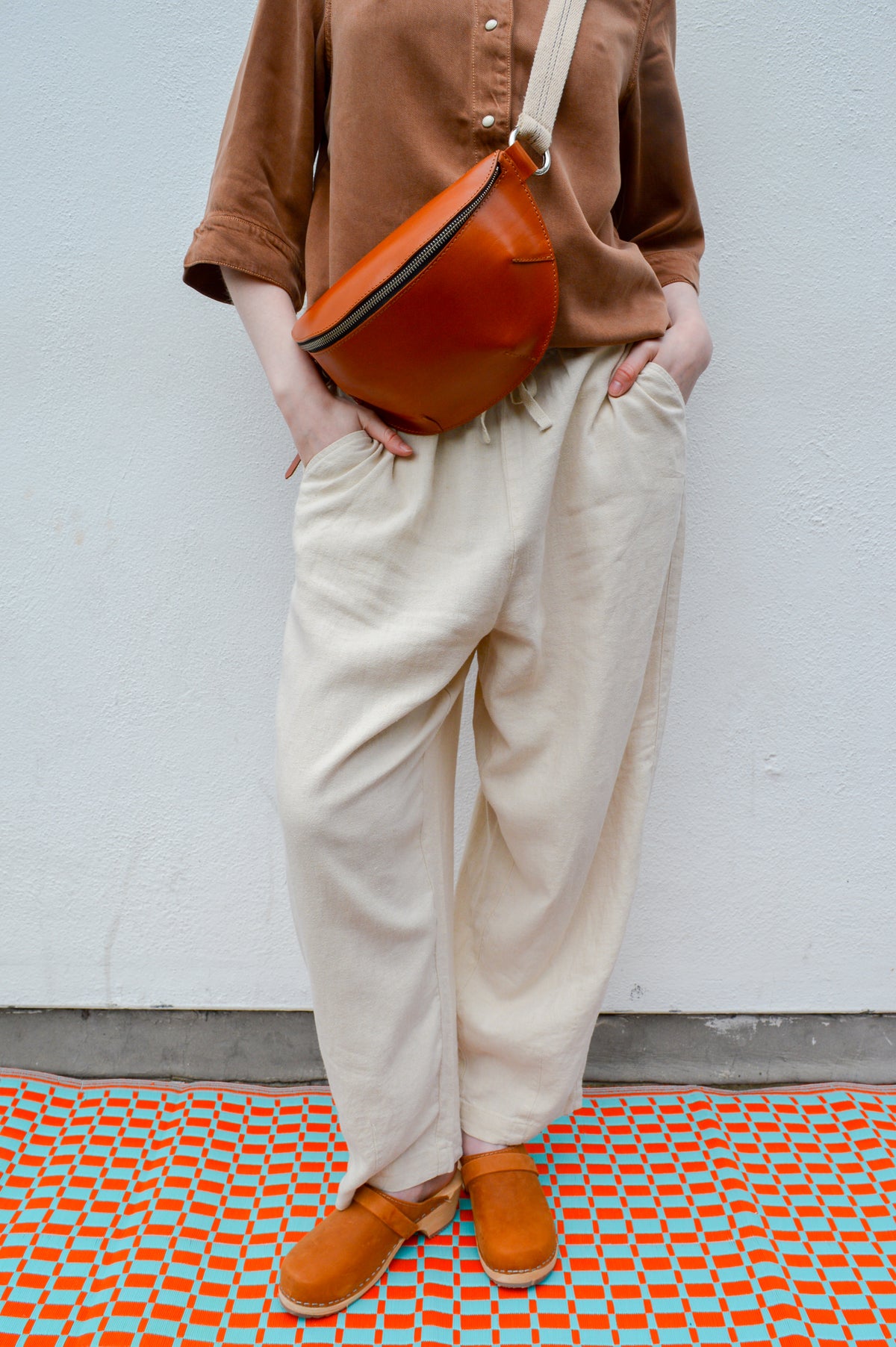 ICHI Linno Ecru Barrel Leg Trousers - The Mercantile London
