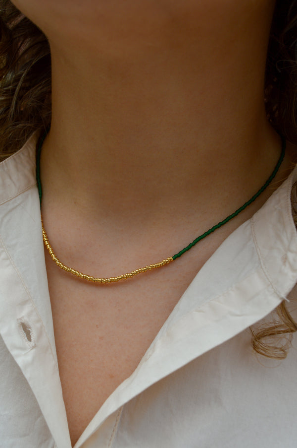 MAAS Muse Glass Miyuki Bead Emerald Necklace - The Mercantile London