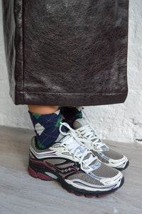 Saucony Progrid Omni 9 Tan & Maroon Trainers - The Mercantile London