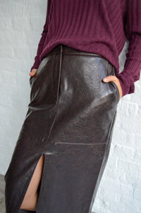 Minus Dorothea Carafe Brown Midi Skirt - The Mercantile London