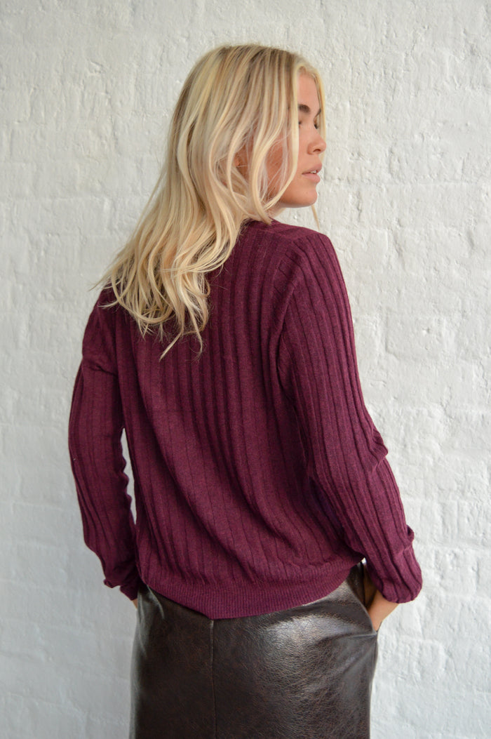 MBYM Idriana Fig Knit Polo Top - The Mercantile London