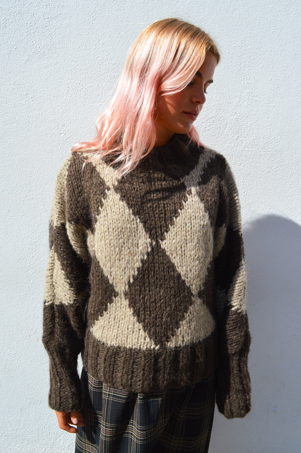Dawn x Dare Erica Mocha Diamond Jumper - The Mercantile London