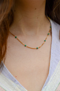 Shyla Venus Slim Malachite Necklace - The Mercantile London