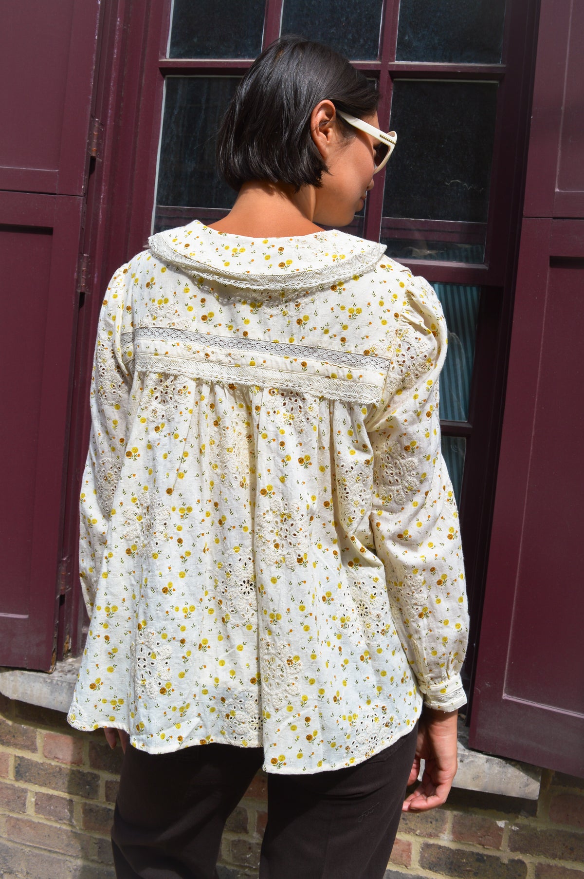 Amente Cream & Yellow Peter Pan Collar Shirt