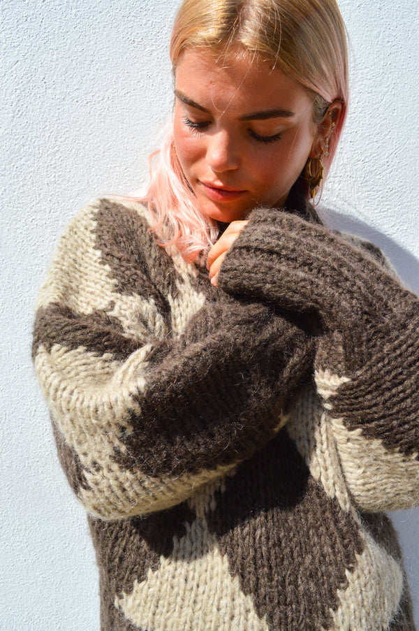 Dawn x Dare Erica Mocha Diamond Jumper - The Mercantile London