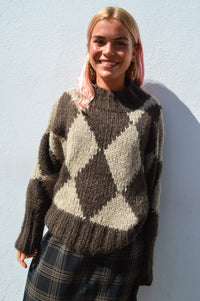 Dawn x Dare Erica Mocha Diamond Jumper - The Mercantile London