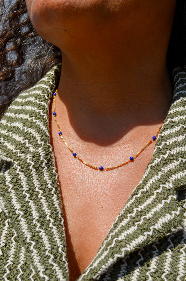 Shyla Venus Slim Lapis Necklace - The Mercantile London