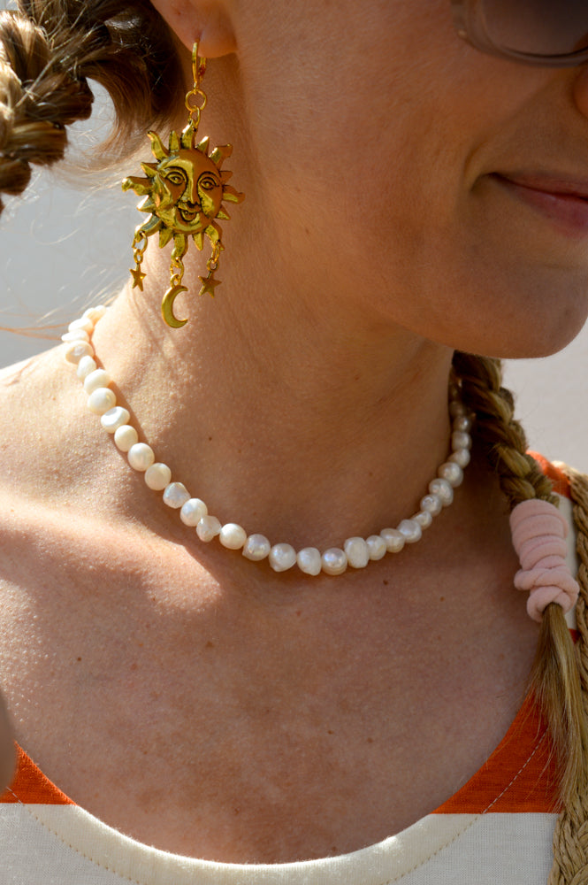 SUN Irregular Freshwater Pearl Necklace - The Mercantile London