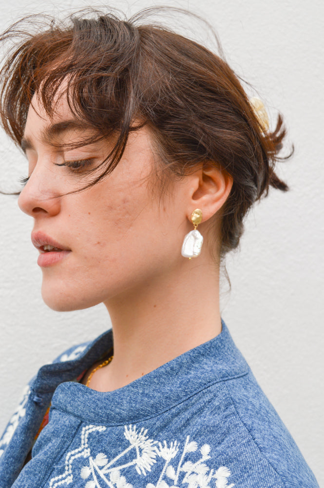 SUN Molten Freshwater Pearl Earrings - The Mercantile London