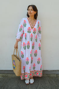 Pink City Prints Pushkar Neon Botanical Dress - The Mercantile London