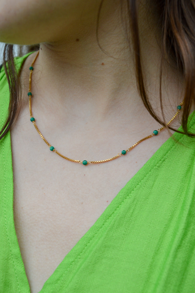Shyla Venus Slim Malachite Necklace - The Mercantile London