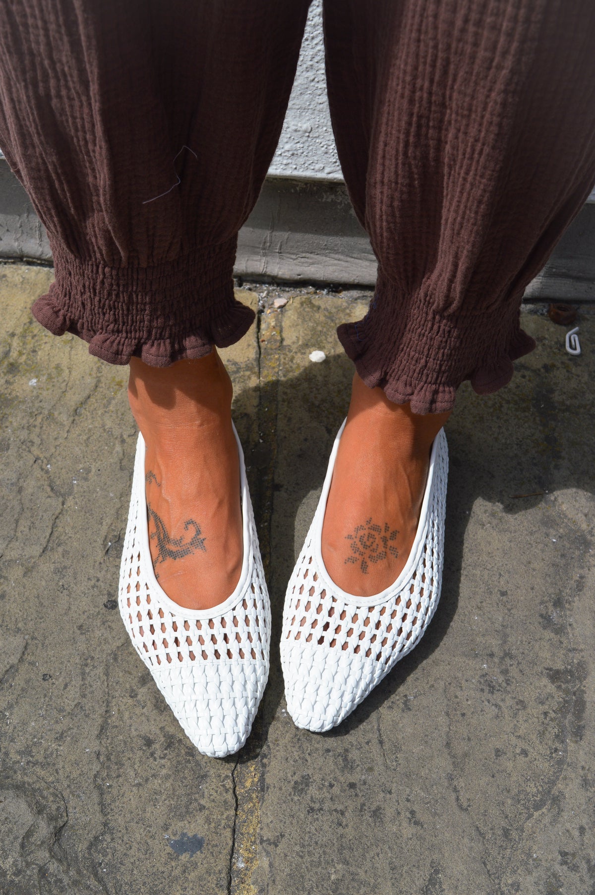 Cocci Florence White Woven Flats
