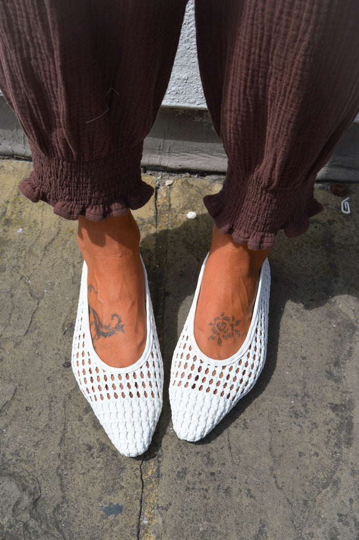 Cocci Florence White Woven Flats