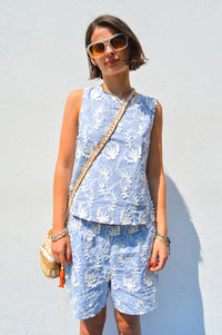 Object Mya Kentucky Blue Embroidered Shorts - The Mercantile London