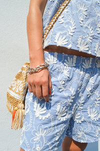 Object Mya Kentucky Blue Embroidered Shorts - The Mercantile London