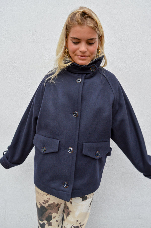 Sessùn Lee Wooly Navy Coat - The Mercantile London