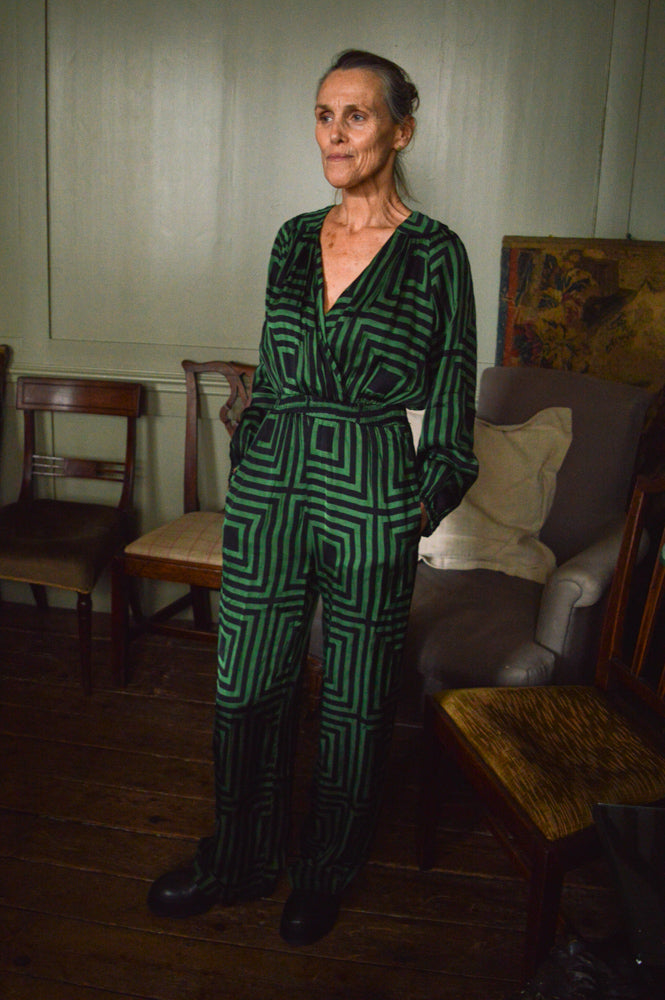 Poppy Field Gaetan Lola Black Green Jumpsuit - The Mercantile London