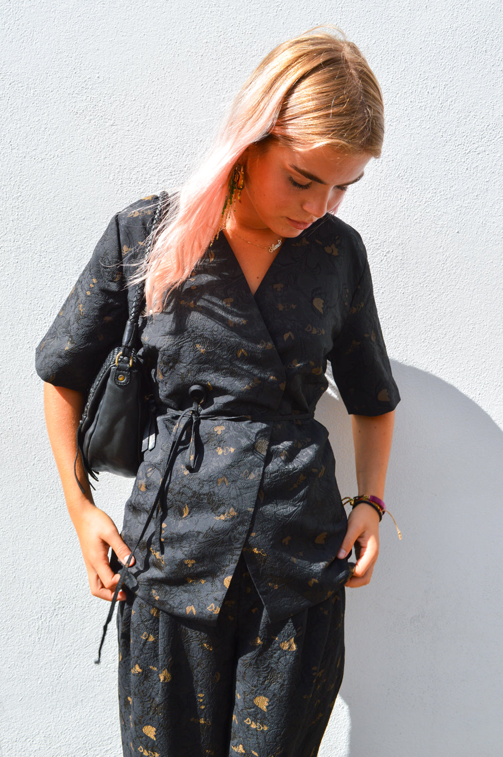 Object Lovia Jacquard Barrel Leg Trousers - The Mercantile London