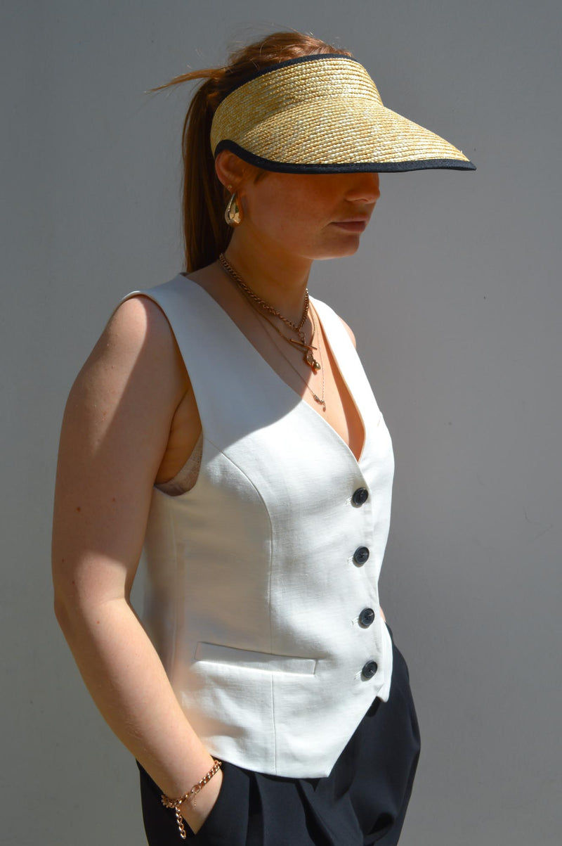 Second Female Lino Antique White Waistcoat - The Mercantile London