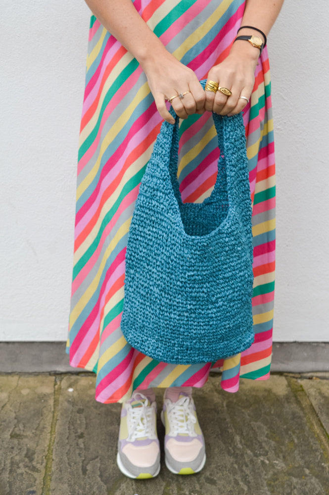 FRNCH Nessa Crochet Electric Blue Bag - The Mercantile London