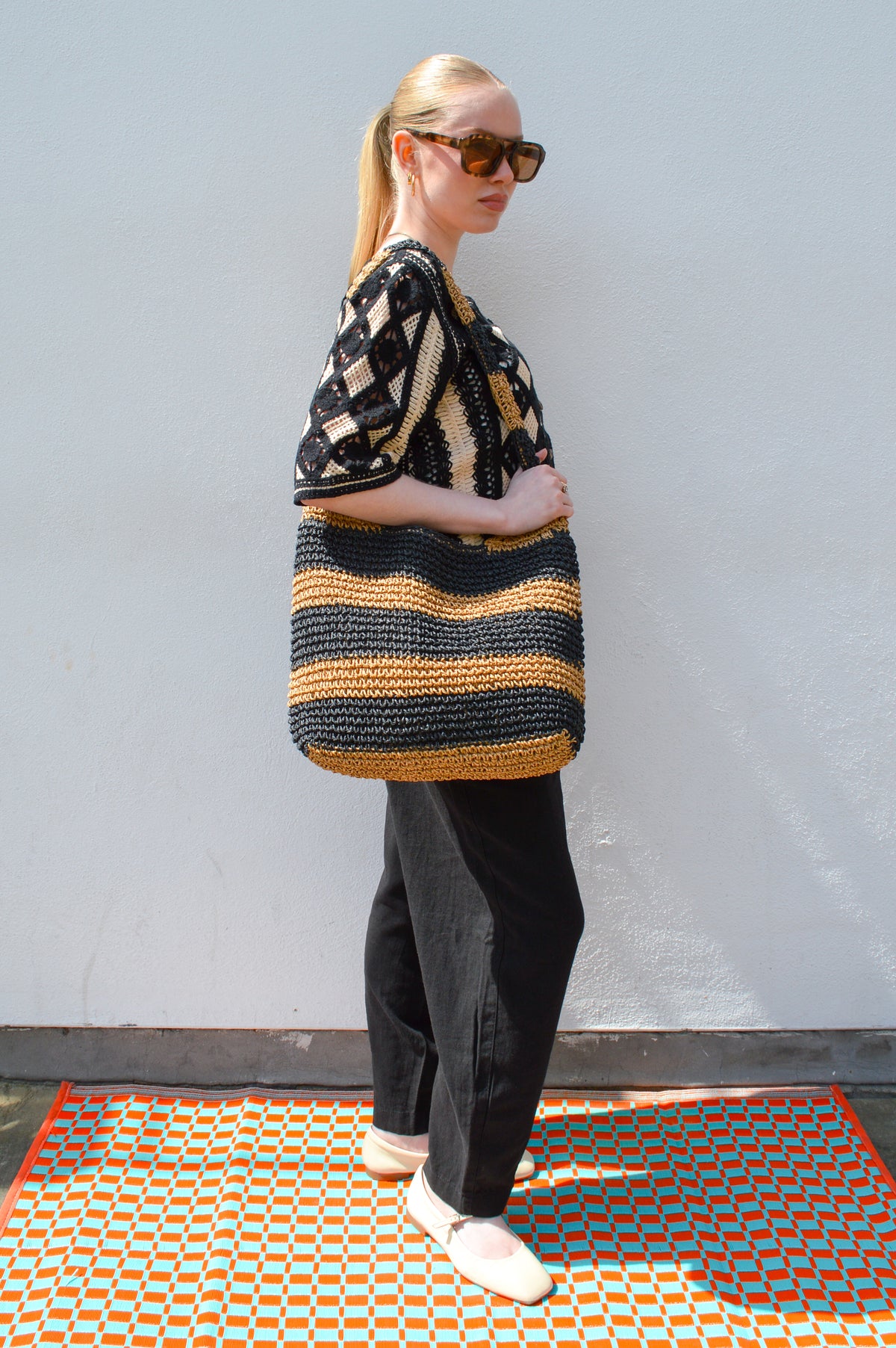 ICHI Linno Black Barrel Leg Trousers - The Mercantile London