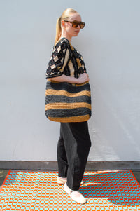 ICHI Linno Black Barrel Leg Trousers - The Mercantile London