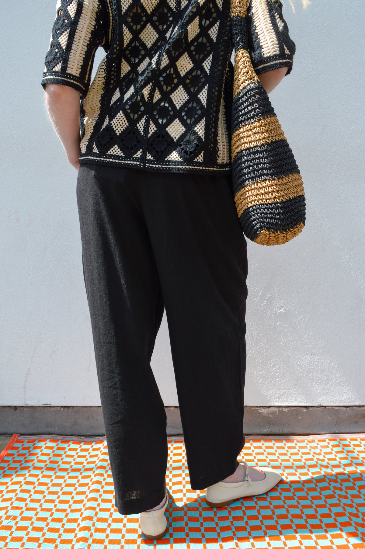 ICHI Linno Black Barrel Leg Trousers - The Mercantile London