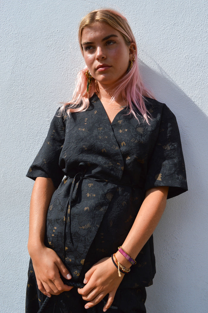 Object Lovia Jacquard Wrap Blouse - The Mercantile London