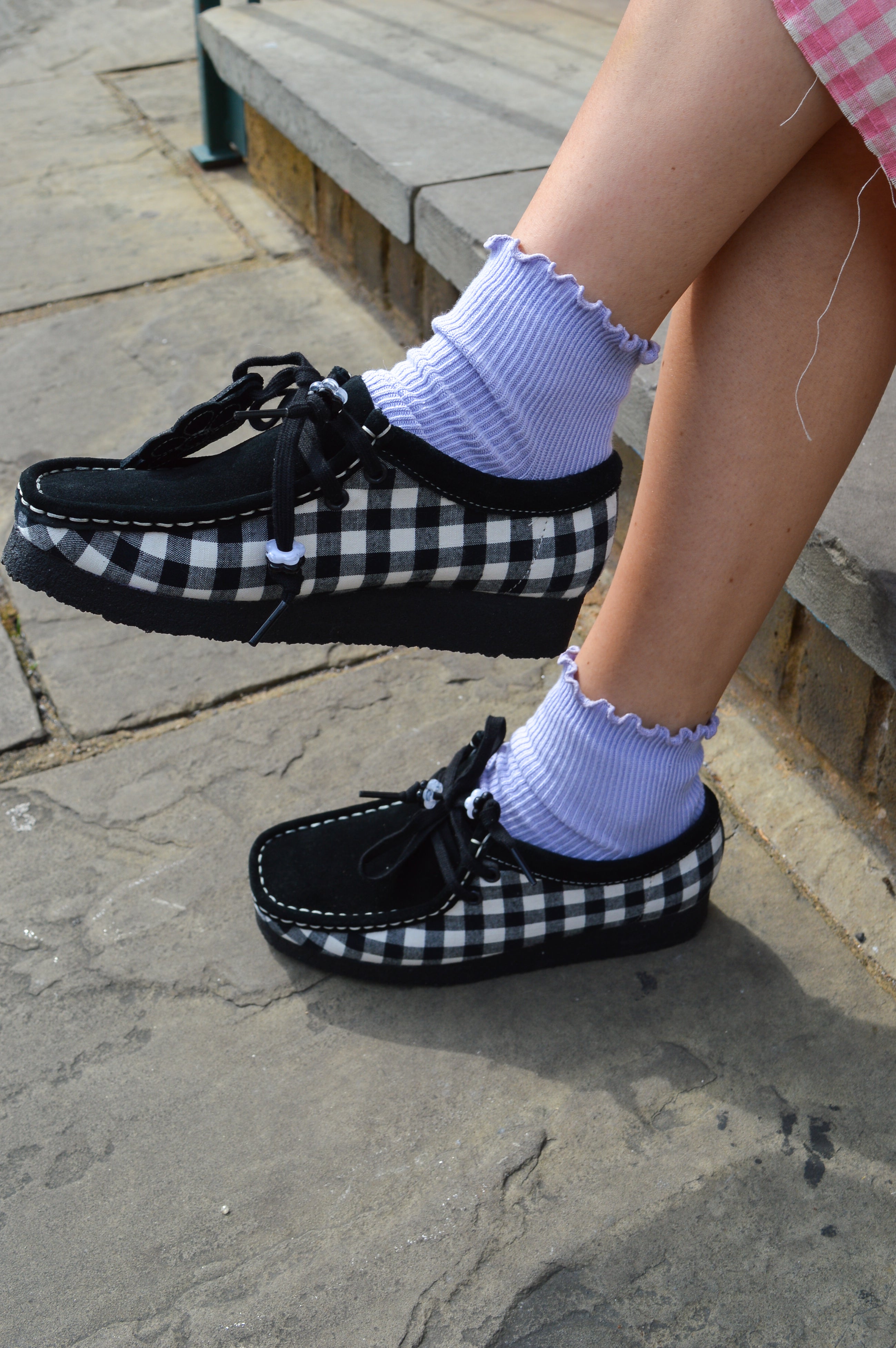 Clarks Wallabee Black and White Gingham – The Mercantile London