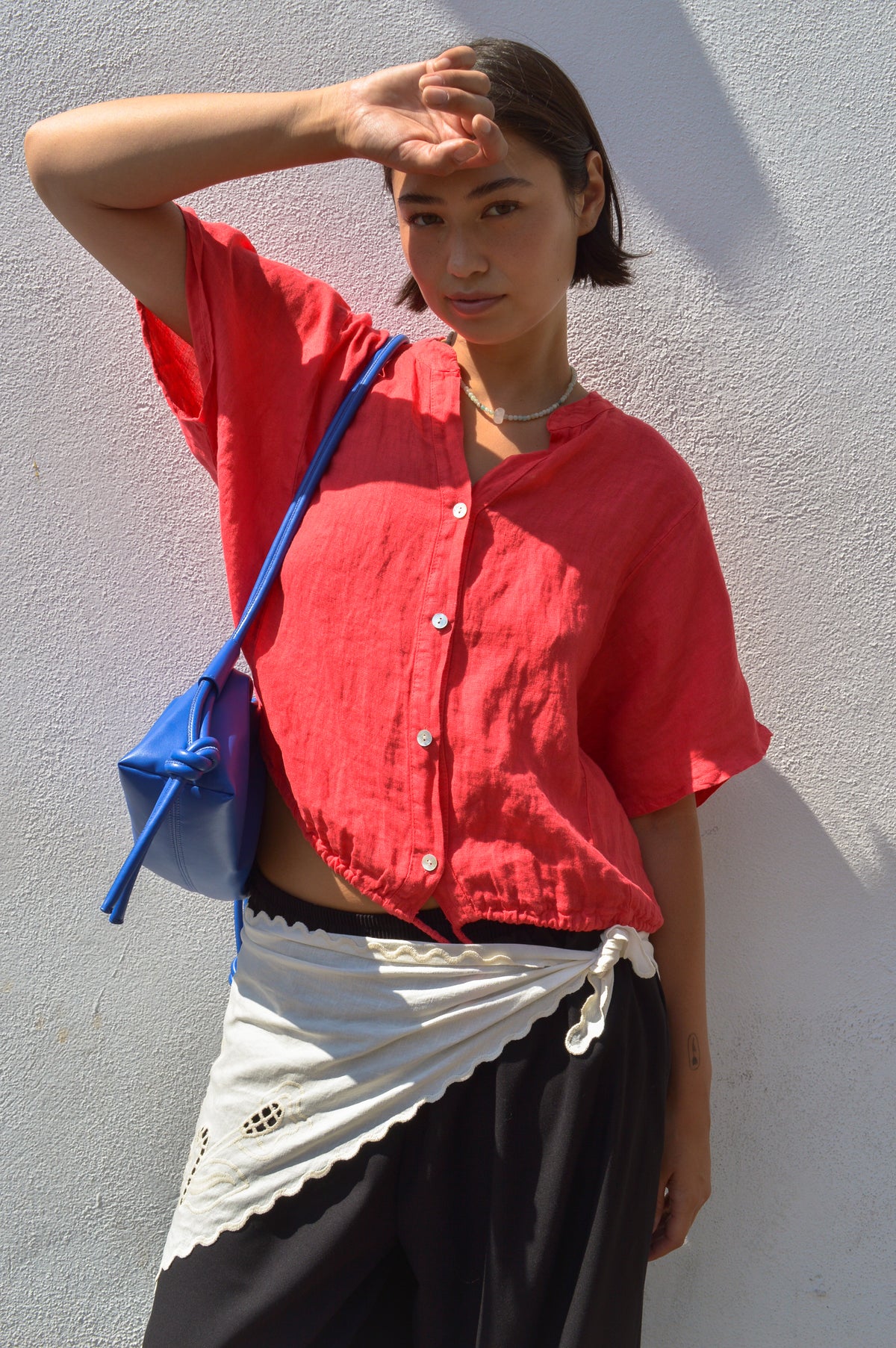 Linen & More Coral Button Down Blouse
