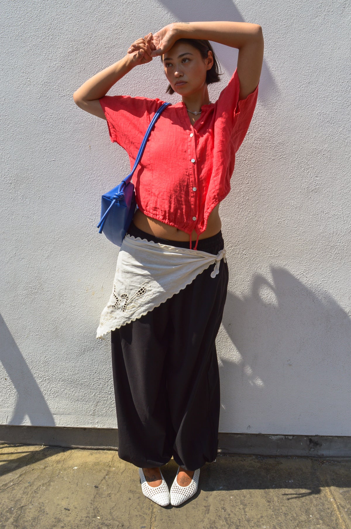 Linen & More Coral Button Down Blouse