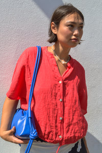 Linen & More Coral Button Down Blouse
