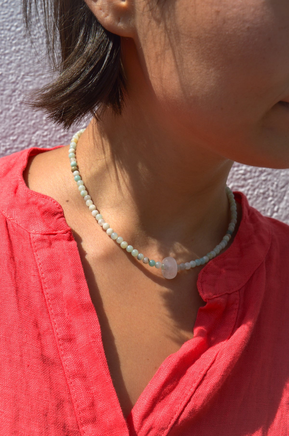 Palm Of Feronia Misty Jade Gemstone Movement Necklace