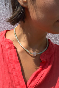Palm Of Feronia Misty Jade Gemstone Movement Necklace