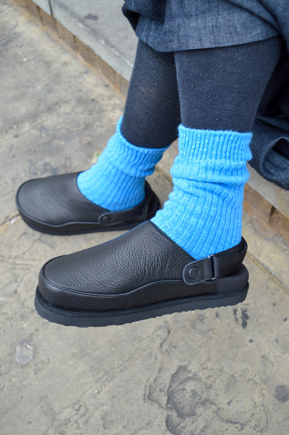 Good News Frank Black Leather Strap Mules - The Mercantile London