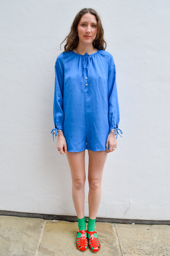 FRNCH Cleone Electric Blue Playsuit - The Mercantile London