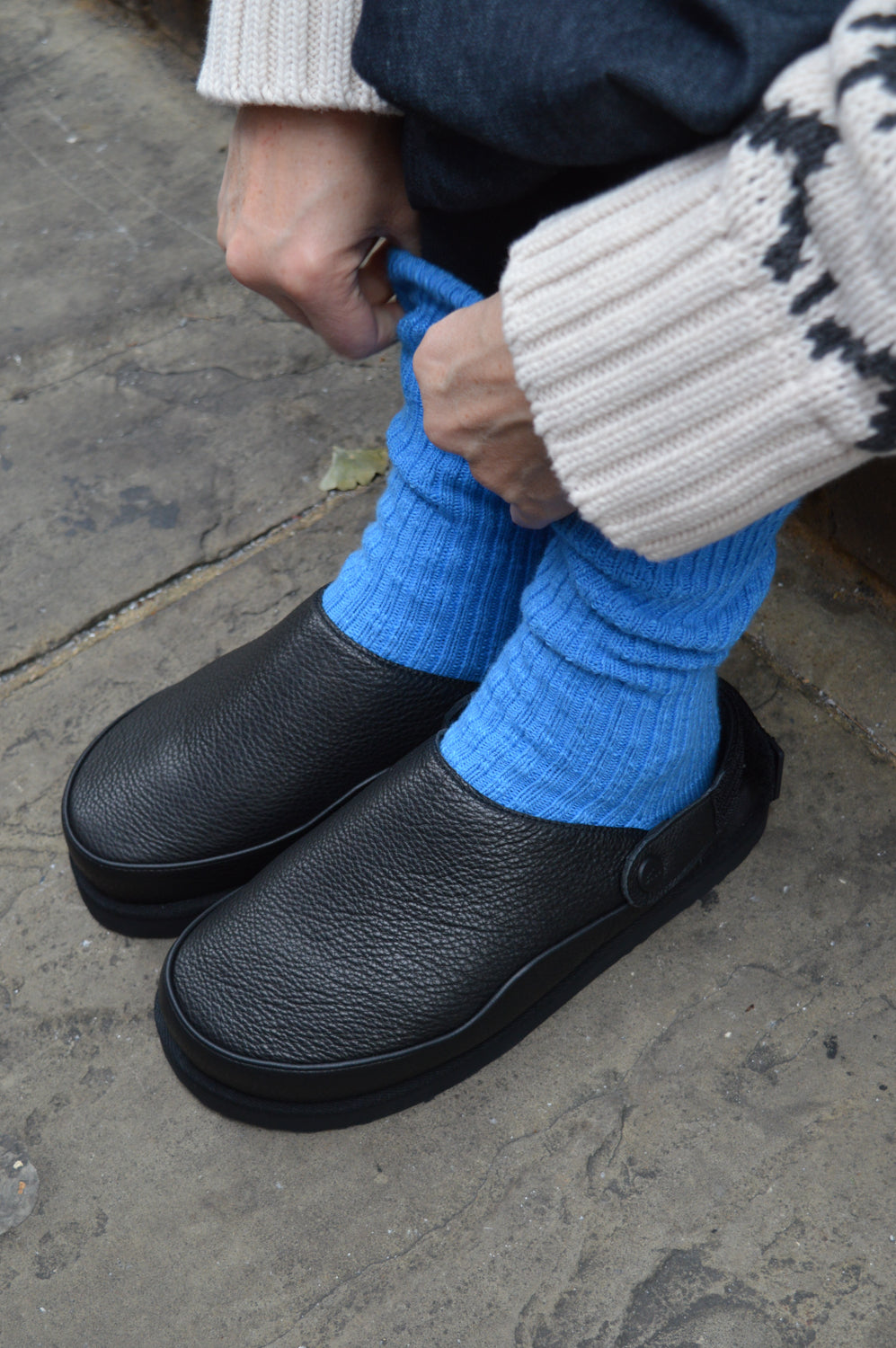 Good News Frank Black Leather Strap Mules - The Mercantile London