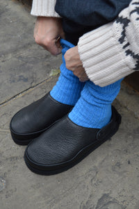 Good News Frank Black Leather Strap Mules - The Mercantile London