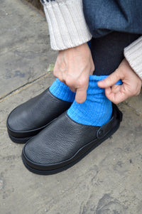 Good News Frank Black Leather Strap Mules - The Mercantile London