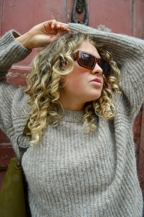 Numph Zindi Fossil Melange Pullover - The Mercantile London