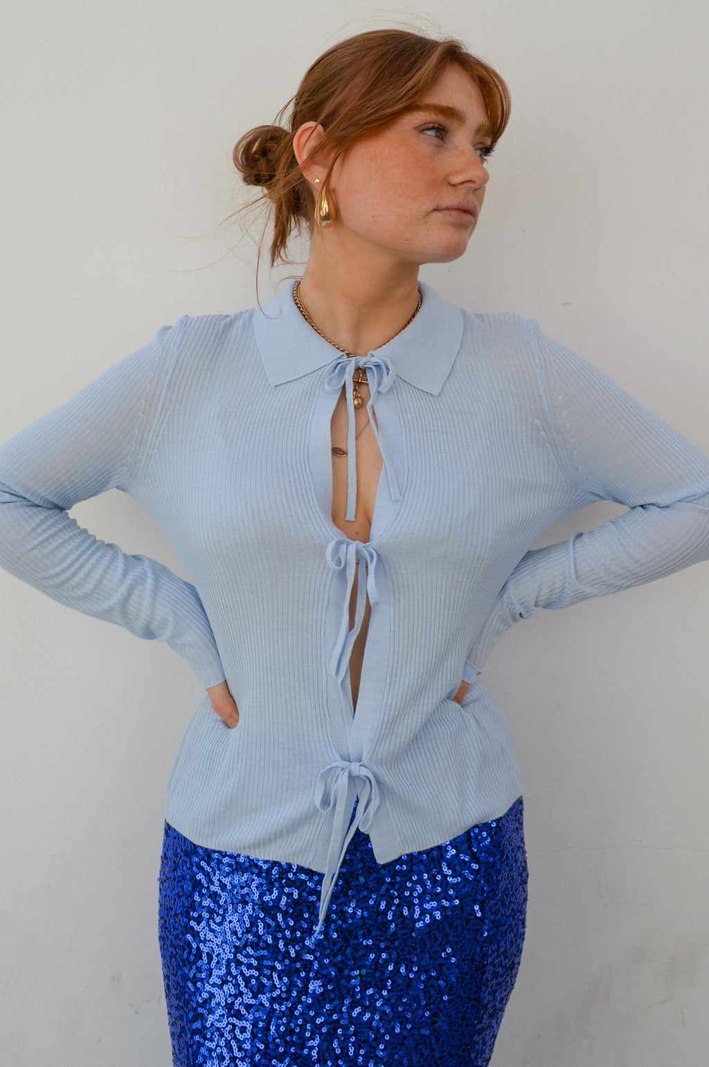 Second Female Cherr Ice Water Knit Collar Cardigan - The Mercantile London