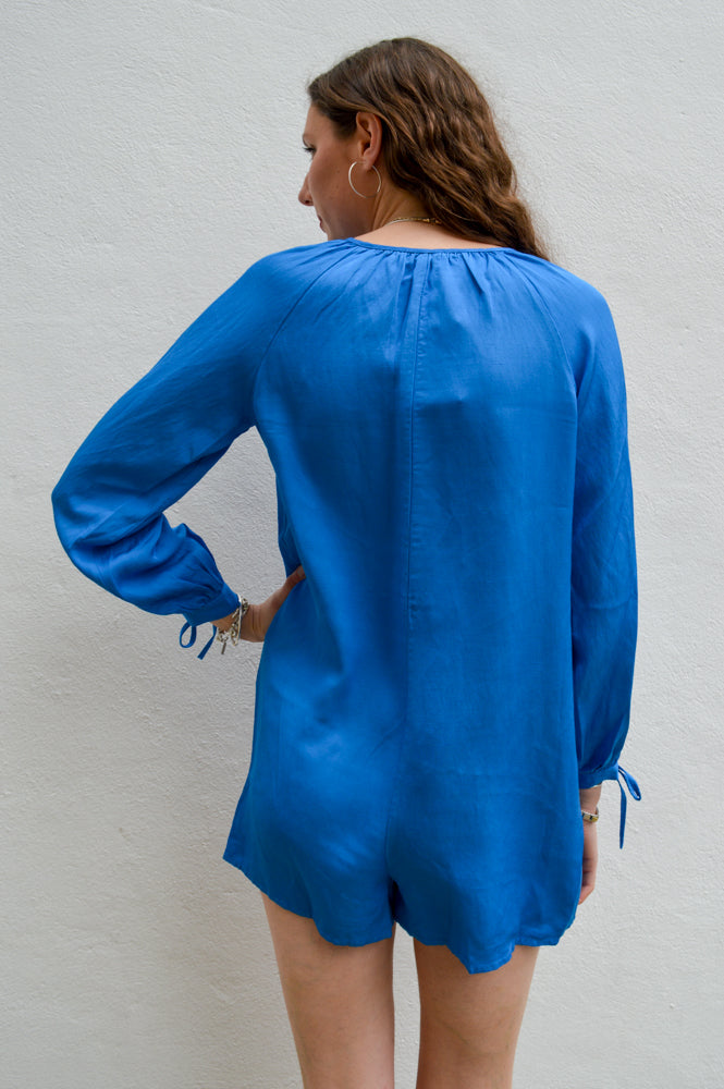 FRNCH Cleone Electric Blue Playsuit - The Mercantile London