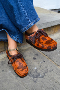 Clarks Brown Cow Print Wallabee Shoes - The Mercantile London
