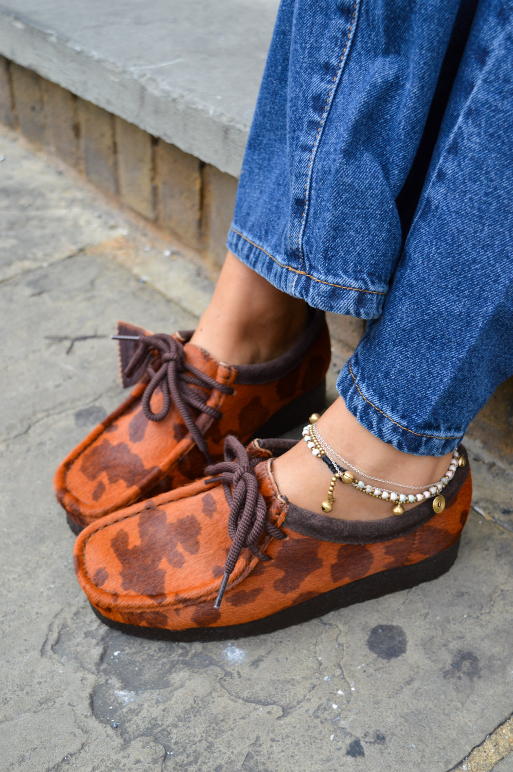 Clarks Brown Cow Print Wallabee Shoes - The Mercantile London