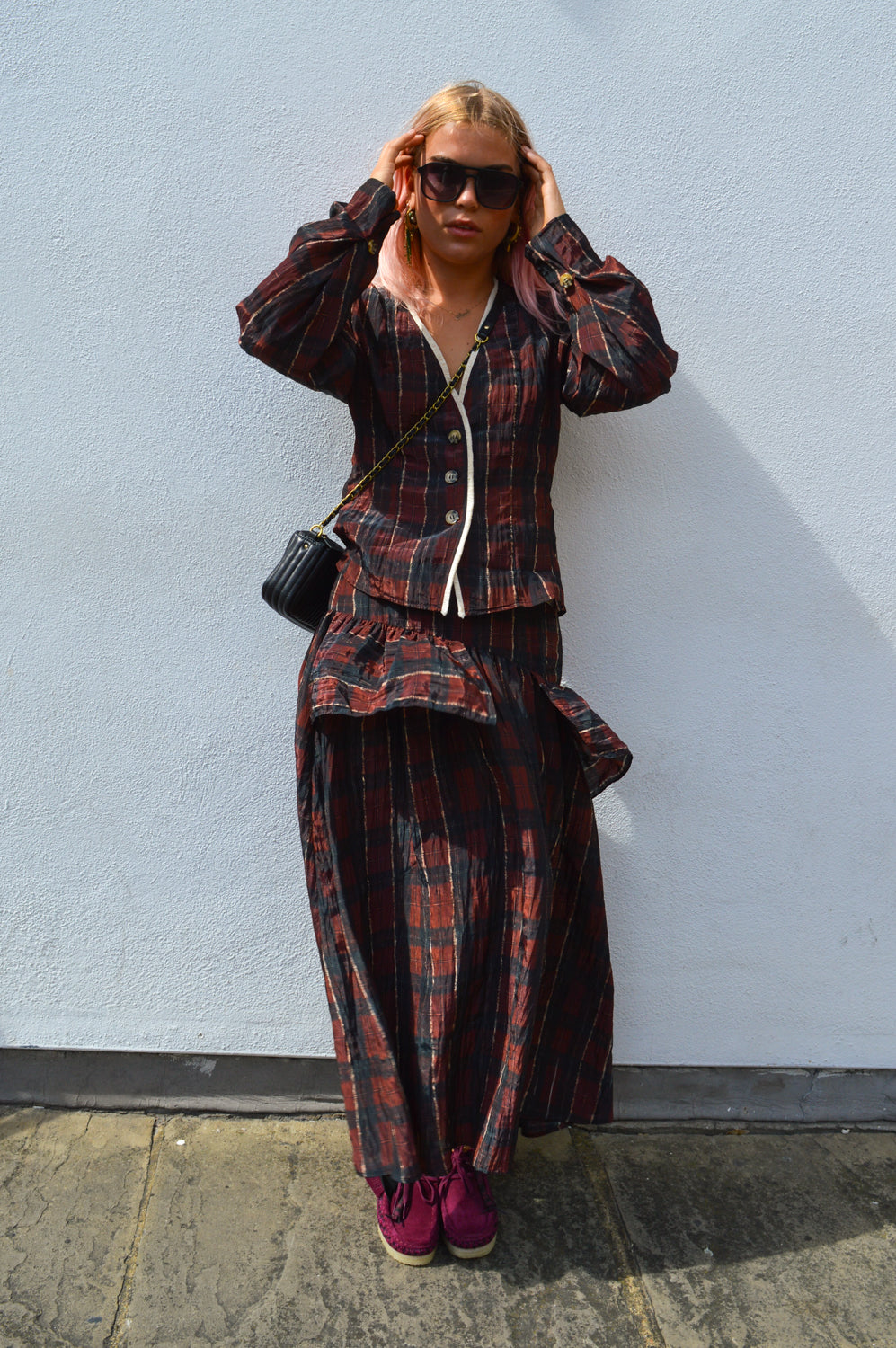 Baum Und Pferdgarten Millea Dark Red Check Top - The Mercantile London