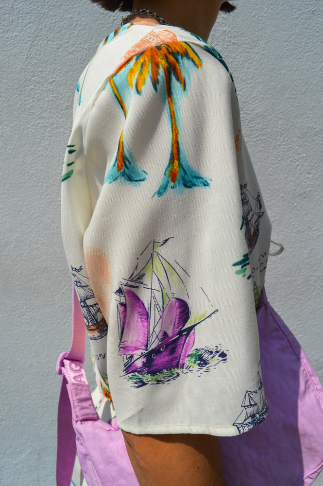 Object Dinah Sandshell Printed Bow Top - The Mercantile London