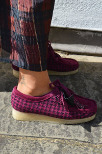 Clarks Plum Harris Tweed Wallabees - The Mercantile London