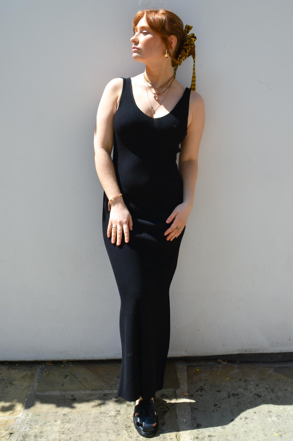 Second Female Como Black Long knit Dress - The Mercantile London